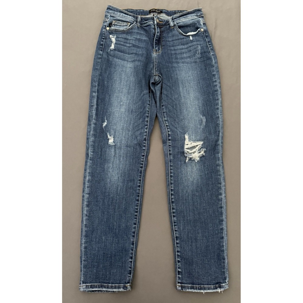 Judy Blue Jeans Women's 9/29 Slim Fit High Rise Distressed Dark Wash Stretch - Picture 1 of 10